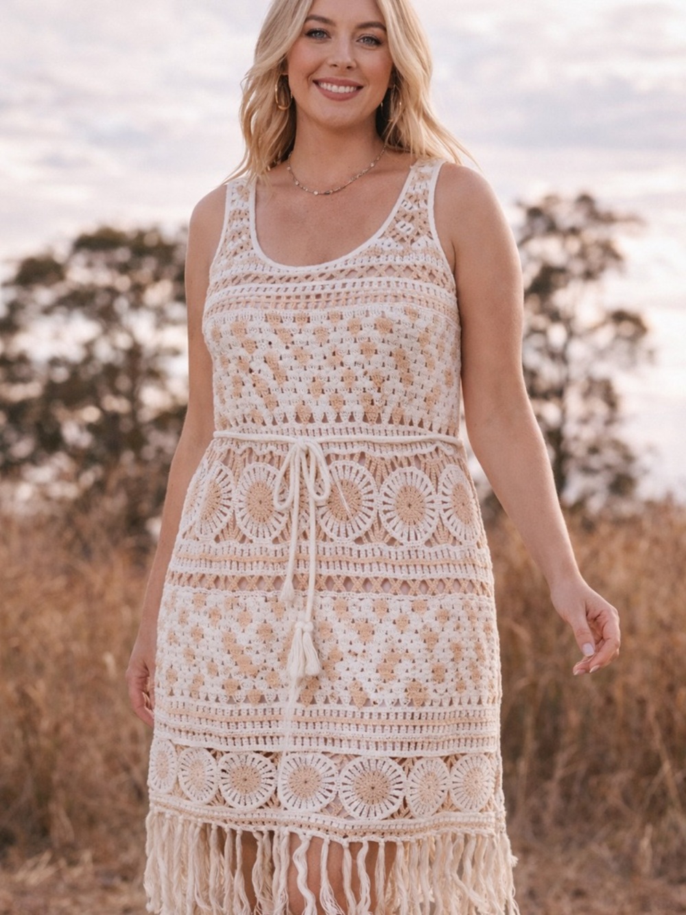 Idyllwind Crochet Fringe Dress – Western Boho Festival – XL – NWT